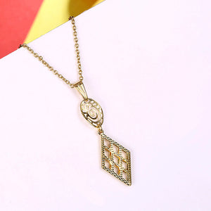 Simple Golden Geometric Openwork Pendant with Necklace
