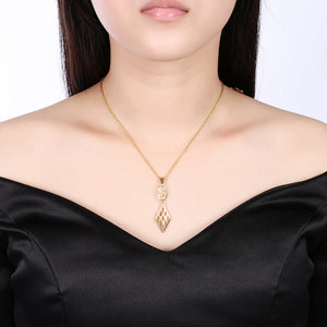 Simple Golden Geometric Openwork Pendant with Necklace