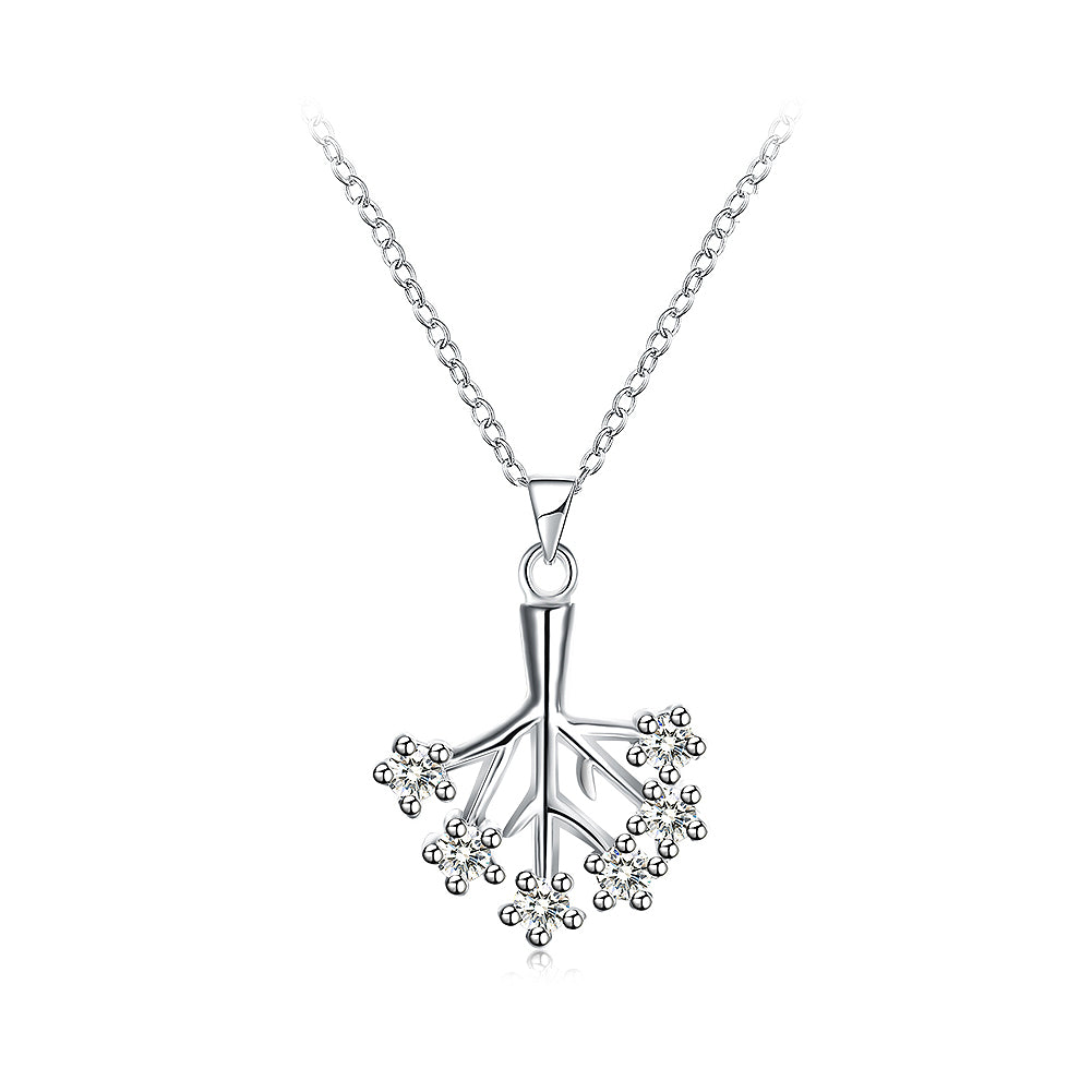 Simple Tree Pendant with Austrian Element Crystal and Necklace