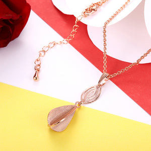 Plated Rose Gold Water Drop Pendant with Necklace