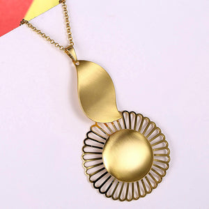 Golden Flower Pendant with Necklace