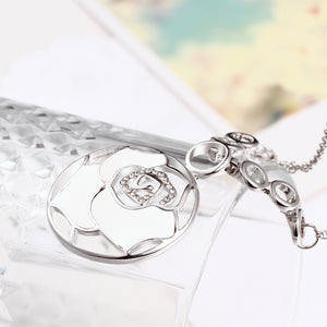 Elegant Flower Pendant with Austrian Element Crystal and Necklace