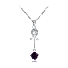 Load image into Gallery viewer, Simple Violin Pendant with Purple Austrian Element Crystal and Necklace