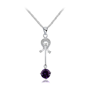 Simple Violin Pendant with Purple Austrian Element Crystal and Necklace
