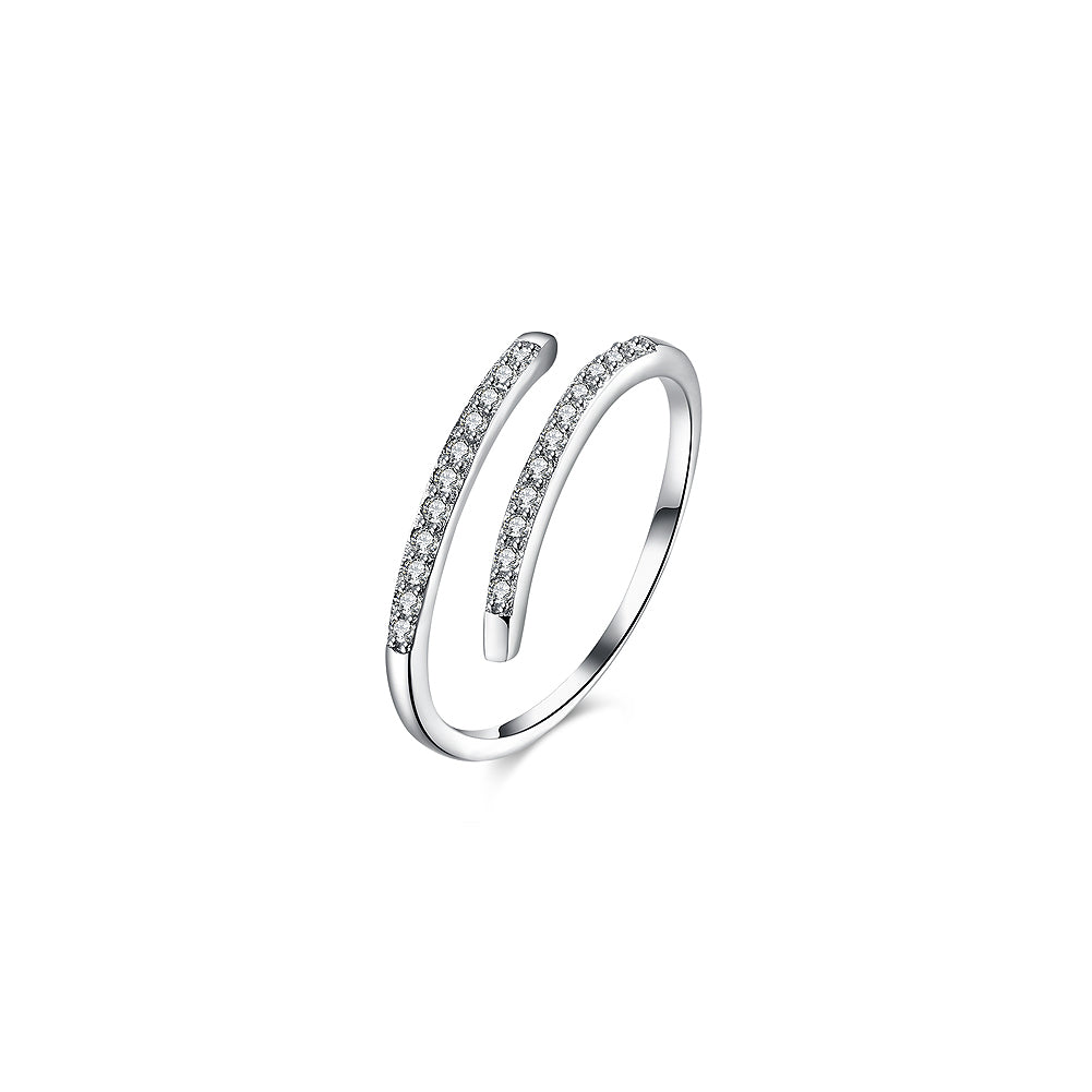 925 Sterling Silver Simple Open Ring with Cubic Zircon