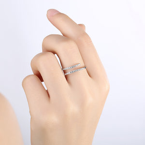 925 Sterling Silver Simple Open Ring with Cubic Zircon