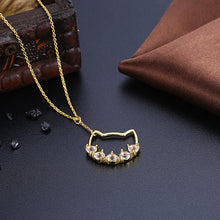 Load image into Gallery viewer, 925 Sterling Silver Gold Cat Pendant with Austrian Element Crystal and Necklace