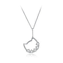 Load image into Gallery viewer, 925 Sterling Silver Simple Cat Pendant with Austrian Element Crystal and Necklace