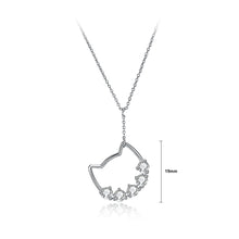 Load image into Gallery viewer, 925 Sterling Silver Simple Cat Pendant with Austrian Element Crystal and Necklace