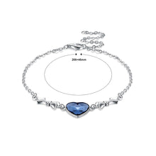 Load image into Gallery viewer, 925 Sterling Silver Heart Bracelet with Blue Austrian Element Crystal
