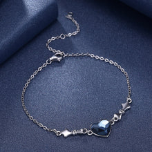 Load image into Gallery viewer, 925 Sterling Silver Heart Bracelet with Blue Austrian Element Crystal