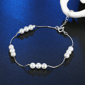 925 Sterling Silver Elegant Pearl Bracelet