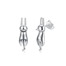 Load image into Gallery viewer, 925 Sterling Silver Cute Cat Stud Earrings - Glamorousky