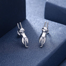 Load image into Gallery viewer, 925 Sterling Silver Cute Cat Stud Earrings - Glamorousky