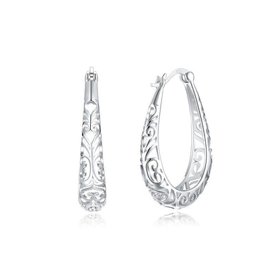 925 Sterling Silver Simple Hollow Earrings - Glamorousky