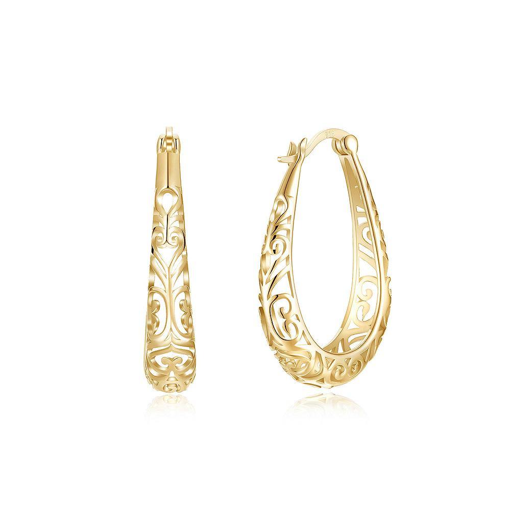 925 Sterling Silver Simple Openwork Gold Earrings - Glamorousky