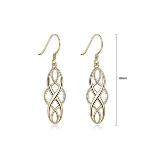 925 Sterling Silver Plated Champagne Gold Geometric Earrings - Glamorousky