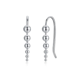 925 Sterling Silver Simple Round Bead Earrings - Glamorousky