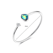Load image into Gallery viewer, 925 Sterling Silver Scalloped Bangle with Blue Austrian Element Crystal - Glamorousky