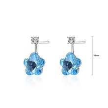 Load image into Gallery viewer, 925 Sterling Silver Flower Earrings with Blue Austrian Element Crystal - Glamorousky