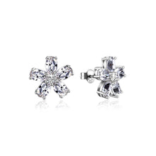 Load image into Gallery viewer, 925 Sterling Silver Simple Flower Stud Earrings with Austrian Element Crystal - Glamorousky