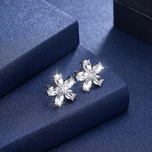 Load image into Gallery viewer, 925 Sterling Silver Simple Flower Stud Earrings with Austrian Element Crystal - Glamorousky