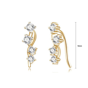 925 Sterling Silver Plated Champagne Gold Earrings with Cubic Zircon - Glamorousky