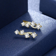Load image into Gallery viewer, 925 Sterling Silver Plated Champagne Gold Earrings with Cubic Zircon - Glamorousky