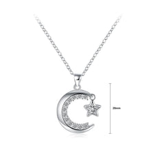 Load image into Gallery viewer, Bright Moon and Star Pendant with Cubic Zircon and Necklace - Glamorousky