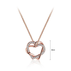Plated  Rose Gold Heart Pendant with Austrian Element Crystal and Necklace - Glamorousky