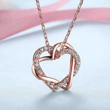 Load image into Gallery viewer, Plated  Rose Gold Heart Pendant with Austrian Element Crystal and Necklace - Glamorousky