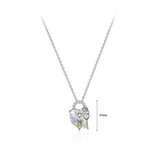 Load image into Gallery viewer, 925 Sterling Silver Heart Shape and Key Pendant Necklace with Austrian Element Crystal - Glamorousky