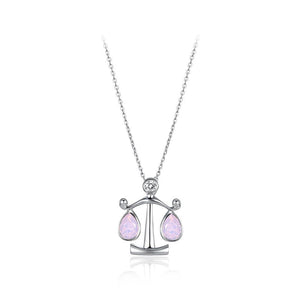 925 Sterling Silver 12 Constellation Libra Pendant Necklace with Austrian Element Crystal - Glamorousky