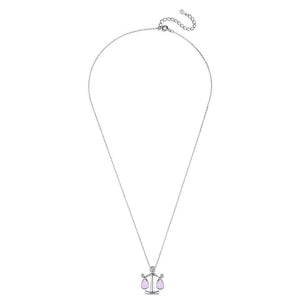 925 Sterling Silver 12 Constellation Libra Pendant Necklace with Austrian Element Crystal - Glamorousky