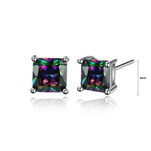 Load image into Gallery viewer, Simple Colored Cubic Zircon Square Stud Earrings - Glamorousky