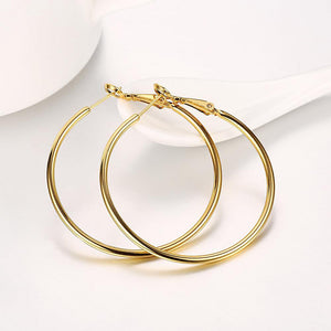 Fashion Plated Simple Gold Round Earrings - Glamorousky