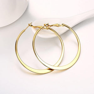 Simple Plated Gold Round Earrings - Glamorousky