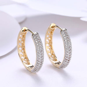 Brilliant Plated Champagne Gold Round Earrings with Cubic Zircon - Glamorousky