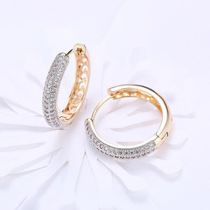 Brilliant Plated Champagne Gold Round Earrings with Cubic Zircon - Glamorousky
