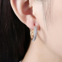 Load image into Gallery viewer, Brilliant Plated Champagne Gold Round Earrings with Cubic Zircon - Glamorousky
