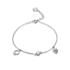 925 Sterling Silver Romance Heart Shape LOVE Alphabet Bracelet with Cubic Zircon - Glamorousky