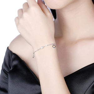 925 Sterling Silver Romance Heart Shape LOVE Alphabet Bracelet with Cubic Zircon - Glamorousky