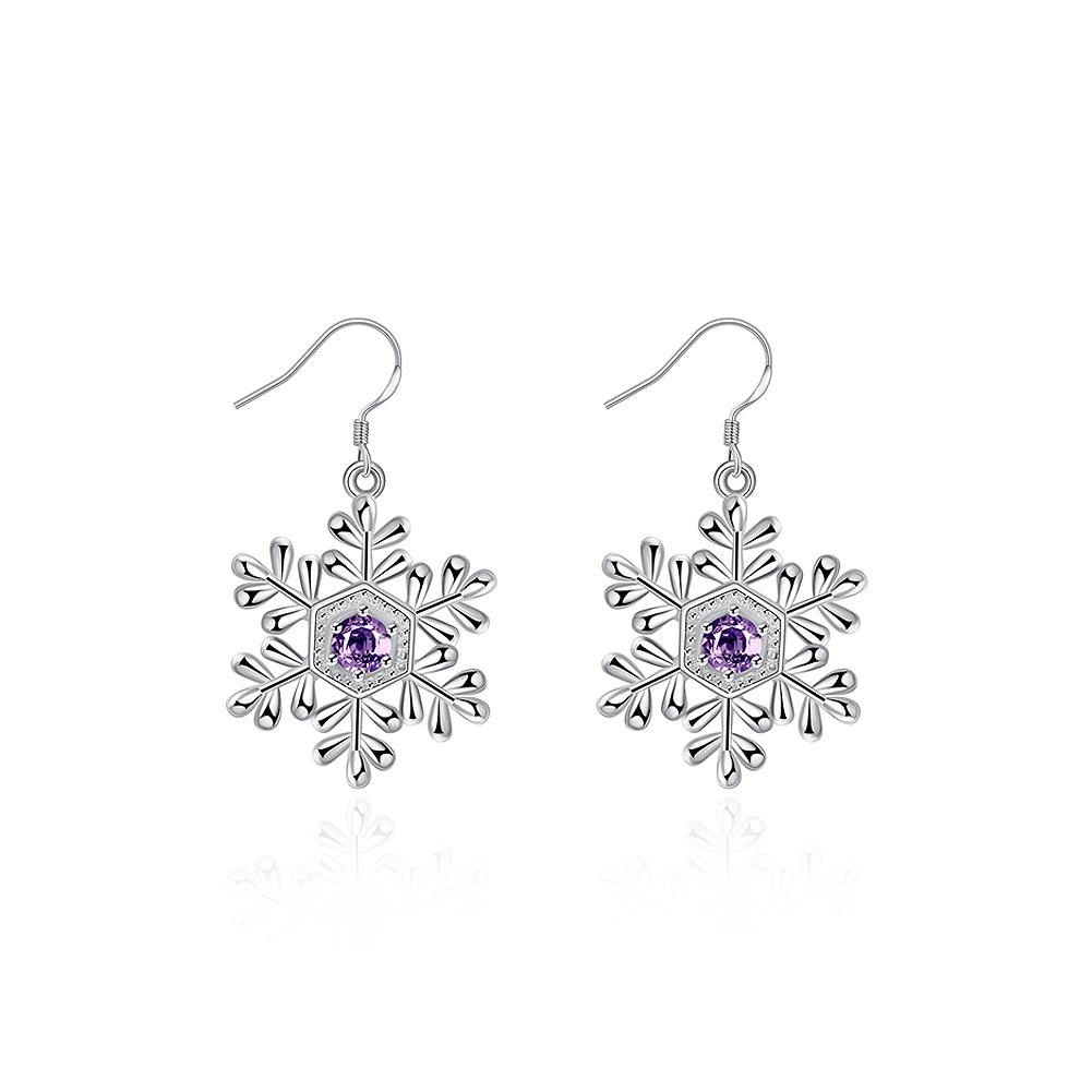 Fashion Snowflake Earrings with Purple Cubic Zircon - Glamorousky