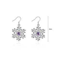 Load image into Gallery viewer, Fashion Snowflake Earrings with Purple Cubic Zircon - Glamorousky