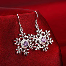 Load image into Gallery viewer, Fashion Snowflake Earrings with Purple Cubic Zircon - Glamorousky