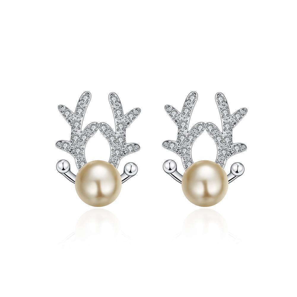 Popular Moose Earrings with Pearls and Austrian Element Crystals - Glamorousky