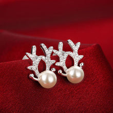 Load image into Gallery viewer, Popular Moose Earrings with Pearls and Austrian Element Crystals - Glamorousky