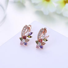Load image into Gallery viewer, Elegant Plated Rose Gold Flower Stud Earrings with Cubic Zircon - Glamorousky