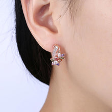 Load image into Gallery viewer, Elegant Plated Rose Gold Flower Stud Earrings with Cubic Zircon - Glamorousky