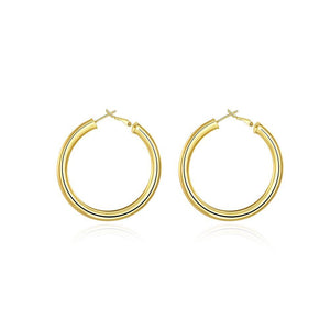Fashion Plated Gold Round Earrings - Glamorousky